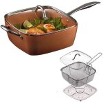 Lot de 4 poles carres profondes en cuivre anti - adhsif avec panier  frire plateau vapeur pour casseroles ...