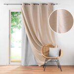 Lot de 4 rideaux � ?illets coverline 140 x 260 cm - beige chin� 100% occultant doublure amovible thermiques ...