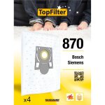 Lot de 4 sacs aspirateur pour bosch et siemens topfilter premium ref. 64870 Lot de 4 sacs aspirateur pour bosch et siemens topfilter premium ref. 64870