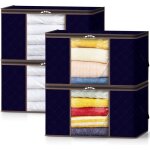 Lot de 4 sac de rangement 75l boite rangement vetement pliable caisse rangement sous lit cartons d�m�nagement ...