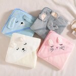 Lot de 4 serviettes de bain pour nouveau - n� ultra - absorbantes avec peignoir int�gr� en polaire corail ...