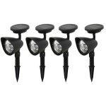 Lot de 4 spots solaires en plastique - 3 led - noir - galix