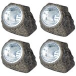 Lot de 4 spots solaires polyr�sine - galix - rocher - 10 lumens - marron - led