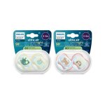 Lot de 4 sucettes ultra air - philips avent - scf087 / 22 - jour et nuit - sans bpa - jaune / orange