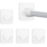 Lot de 4 supports autocollants pour tringle  rideau de douche sans perage - montage mural