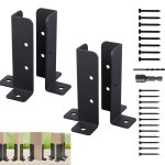 Lot de 4 supports dancrage r�glables pour poteau de cl�ture carr� en bois platine de fixation noir thermolaqu� ...