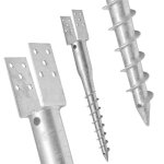 Lot de 4 supports poteaux � visser 140x720 mm en u broche spirale pied galvanis� plusieurs tailles adgo ...