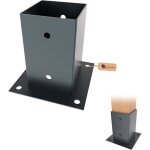 Support poteau � visser rev�tement en poudre noir gezu impex 121 x 121 mm pour bois pied platine cl�ture ...