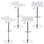 Lot de 4 tabourets bar blanc carr� r�glage en hauteur 55 - 75 cm rotative � 360� sans dossier