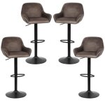Lot de 4 tabouret de bar braga - confortable et design - tissu marron