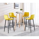 Tabourets de bar - bubble - velours jaune - lot de 4 - design contemporain - pieds en mtal