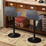 Lot de 4 tabourets de bar chaise de cuisine en velours avec dossier et repose - pied en mtal (gris fonc) ...