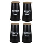 Lot de 4 tabourets de bar coniques style industriel - noir - d 40 x h 665 cm