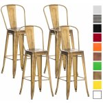 Lot de 4 tabourets de bar design aiden en mtal robuste avec dossier et repose - pied - jaune - clp