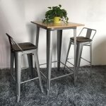 Lot de 4 tabouret de bar design industriel avec dossier amovible bistrot bois et mtal vintage