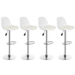 Lot de 4 tabourets de bar design en similicuir blanc avec dossier repose - pied ergonomique et hauteur ...