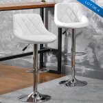 Lot de 4 tabouret de bar dossier blanc rembourr pivotantes et rglables en hauteur - luxs