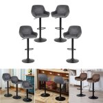 Lot de 4 tabourets de bar gmm - hauteur r�glable - si�ge en tissu gris - cuisine scandinave
