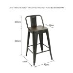Lot de 4 tabourets de bar industriel - dingxiang - noir - 42x42x84cm - capacit 150kg