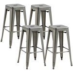 Homcom - tabouret - acier - 43x43x76cm - argent Homcom - tabouret - acier - 43x43x76cm - argent