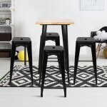 Lot de 4 tabourets de bar en mtal industriel - noir - hauteur 76cm - capacit 150 kg