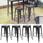 Lot de 4 tabourets de bar en m�tal vintage style industriel - noir - empilable - 150 kg