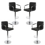 Lot de 4 tabourets de bar noir ayun pa - hauteur réglable - avec accoudoirs - simili cuir Lot de 4 tabourets de bar noir ayun pa - hauteur réglable - avec accoudoirs - simili cuir
