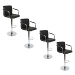 Lot de 4 tabourets de bar noir - ayun pa - réglables en hauteur avec accoudoirs - simili cuir Lot de 4 tabourets de bar noir - ayun pa - réglables en hauteur avec accoudoirs - simili cuir