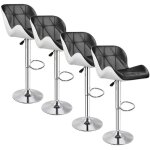 Lot de 4 tabourets de bar noir / blanc - get your save - design et confortable - r�glable en hauteur ...