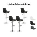 Lot de 4 tabouret de bar noir chaise de coussin pu - youluoli - rotation  360 degrs - rglable en hauteur ...