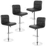 Lot de 4 tabourets de bar noirs en simili cuir - hauteur rglable - dossier carr pour soutien lombaire ...