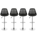 Lot de 4 tabourets de bar en pu galvanis� avec coussin noir - ohmg