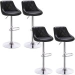 Lot de 4 tabourets de bar rglable avec dossier fait de similicuir et acier chromnoir