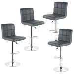 Lot de 4 tabourets de bar r�glables en hauteur - simili cuir gris - 43x43cm