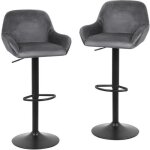 Lot de 4 tabourets de bar avec repose - pieds design en tissu et mtal noir mat gris fonc