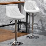 Lot de 4 tabourets de bar simili blanc pivotant  360 design moderne avec dossier et repose - pied