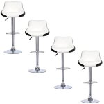 Lot de 4 tabourets de bar en simili - cuir pour bar comptoir ou cuisine (blanc noir)