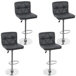 Lot de 4 tabourets de bar en simili cuir gris - style scandinave moderne - r�glables en hauteur et rotatifs ...