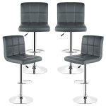 Lot de 4 tabourets de bar - simili gris - structure en métal chromé Lot de 4 tabourets de bar - simili gris - structure en métal chromé