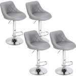 Lot de 4 tabourets de bar en similicuir - hauteur rglable 60 - 80cm - gris