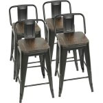 Lot de 4 tabouret de bars structure en fer assise en bois h63. 5cm - tabouret industriel