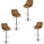 Lot de 4 tabouret de bar - style contemporain - marron et blanc