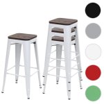 Lot de 4 tabourets de bar style industriel en m�tal thermolaqu� et bois dorme - hwc - a73 - blanc
