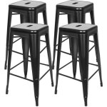 Lot de 4 tabouret de bar - style industriel - youluoli - chaise haute empilable en fer forg - noir