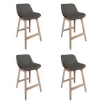 Tabourets de bar 65cm en chne et assise tissu gris fonc mellow - lot de 4