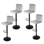 Lot de 4 tabourets de bar en velours gris clair avec hauteur rglable et base en acier inoxydable