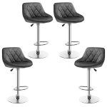 Lot de 4 tabourets de bar en velours - jnishon - hauteur rglable - chaise de cuisine pivotante - gris ...