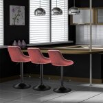 Lot de 4 tabourets de bar en velours rose avec pieds antid�rapants