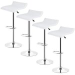 Lot de 4 tabourets de bar yifaa - blanc - réglable en hauteur - simili cuir et acier chromé Lot de 4 tabourets de bar yifaa - blanc - réglable en hauteur - simili cuir et acier chromé