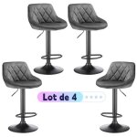 Lot de 4 tabouret de bar yyixing - surface en velours - rotatif sur 360 - hauteur rglable h 84. 5 - ...